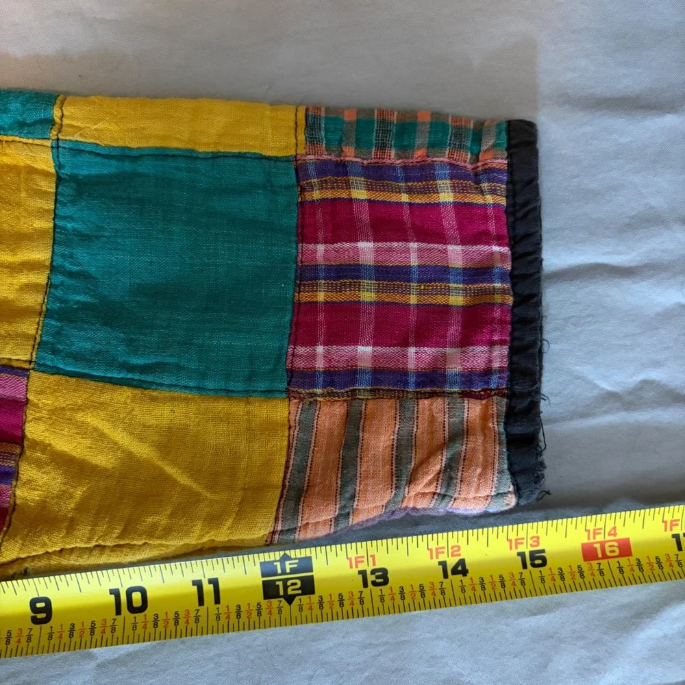 OSY Vintage Patchwork Quilted Jacket Womens Medium Multi Color Plaid‎ Boho Coat